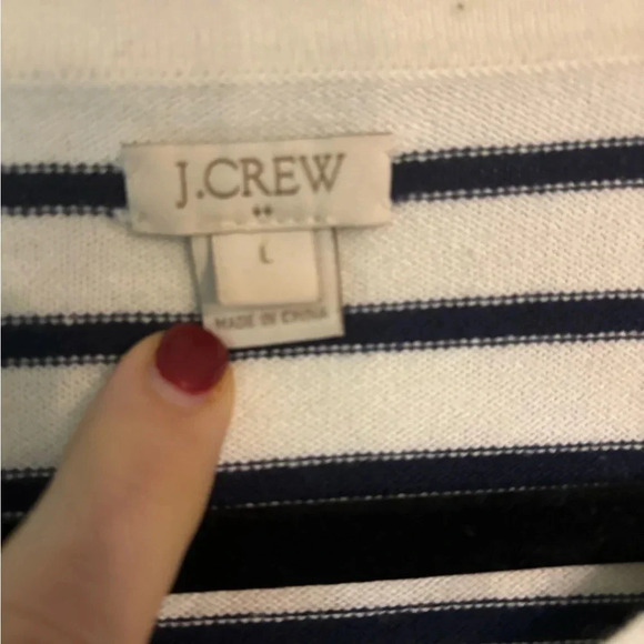 J CREW striped embellished rhinestone and sequin striped sweater size Large - Picture 2 of 5